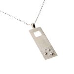 Linen Necklace with Rectangle Pendant