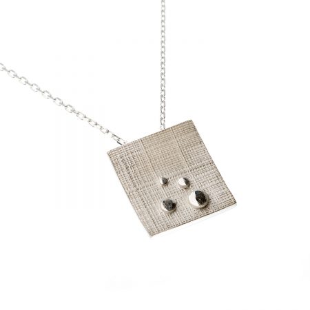 Linen Necklace with Square Pendant