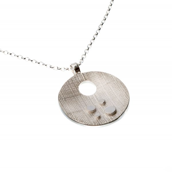 Linen Necklace with Disc Pendant